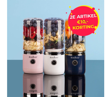 Rosmarino NutriMax Draagbare Blender in 3 kleuren met actiesticker.