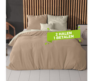 De Sleeptime Hotel Twin Face Dekbedovertrekset in crème taupe. 