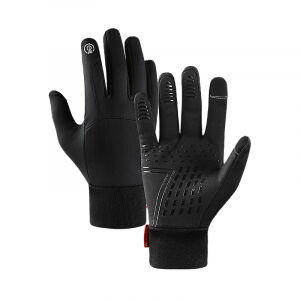 De premium water- en winddichte handschoenen in de kleur zwart. 