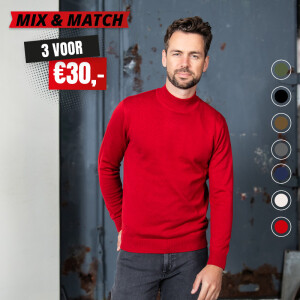 Model draagt de Cappuccino Navaro trui in rod.