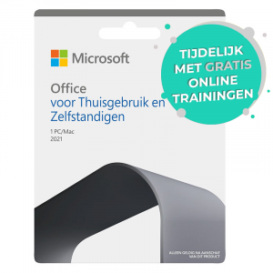 Het Microsoft Office 2021 incl. Trainingen is een digitale licentie welke goed is voor één Windows of Applecomputer. 