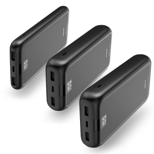 De 3 varianten van de Hama Performance Powerbank.