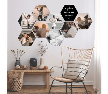 Met de Canvas Company Foto's op Hexagon Voucher kun je een unieke fotocollage creëren. 