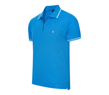 De Cappuccino Zip Polo Torino in de kleur blauw. 