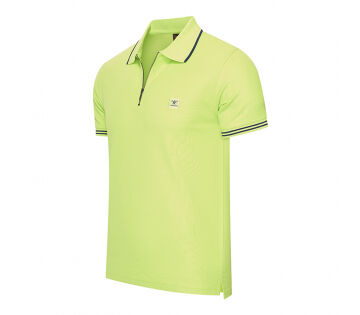 De Cappuccino Zip Polo Torino in de kleur lime. 