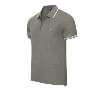 De Cappuccino Zip Polo Torino in de kleur donkergrijs. 