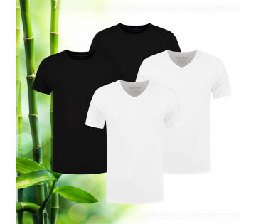 Het 2-Pack Bamboe Heren T-shirts is verkrijgbaar in zwart en wit en in ronde en v-hals.