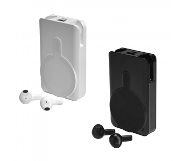 De Denver PWE-5000 Geavanceerde Powerbank met Bluetooth Oordopjes is verkrijgbaar in wit en zwart. De Denver PWE-5000 Geavanceerde Powerbank met Bluetooth Oordopjes is verkrijgbaar in wit en zwart.