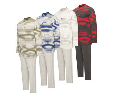 De Cappuccino Katoenen Herenpyjama Siena is verkrijgbaar in 4 verschillende kleuren. De Cappuccino Katoenen Herenpyjama Siena is verkrijgbaar in 4 verschillende kleuren.