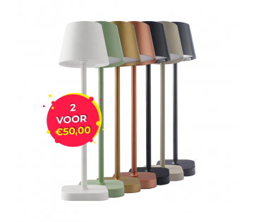 De FlinQ Draadloze LED Tafellamp in alle kleuren.
