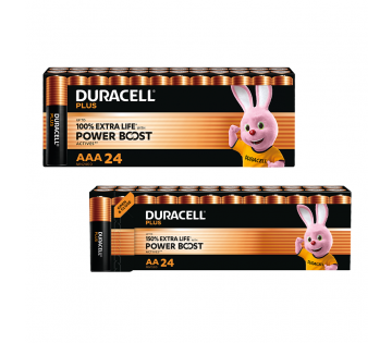 De 24 Stuks Duracell Plus Powerboost Alkaline Batterijen zijn verkrijgbaar in AAA en AA. De 24 Stuks Duracell Plus Powerboost Alkaline Batterijen zijn verkrijgbaar in AAA en AA.