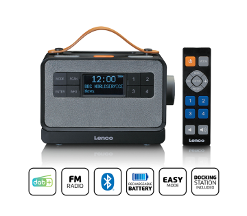 Lenco PDR-065BK DAB+ radio met groot display en afstandsbediening – eenvoudige bediening met grote knoppen.