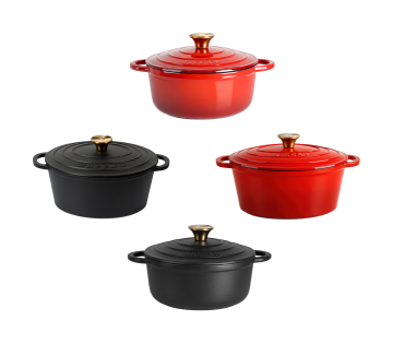 Buccan Premium Gietijzeren Braadpannen in 2 verschillende kleuren en 2 verschillende formaten.