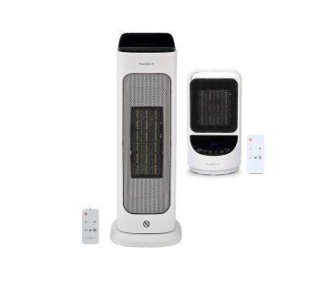 Nedis Smartlife Keramische PTC-ventilatorkachel in groot en klein met afstandsbediening.