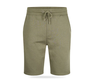 De Cappuccino Fleece Short in de kleur army. 