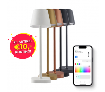 FlinQ Smart Draadloze LED Tafellamp in alle kleuren met app.