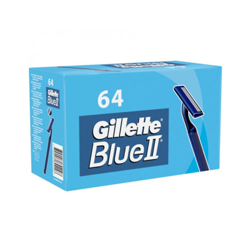 Het Gillette Blue II Wegwerpscheermesje wordt geleverd in een doos van 64 stuks.