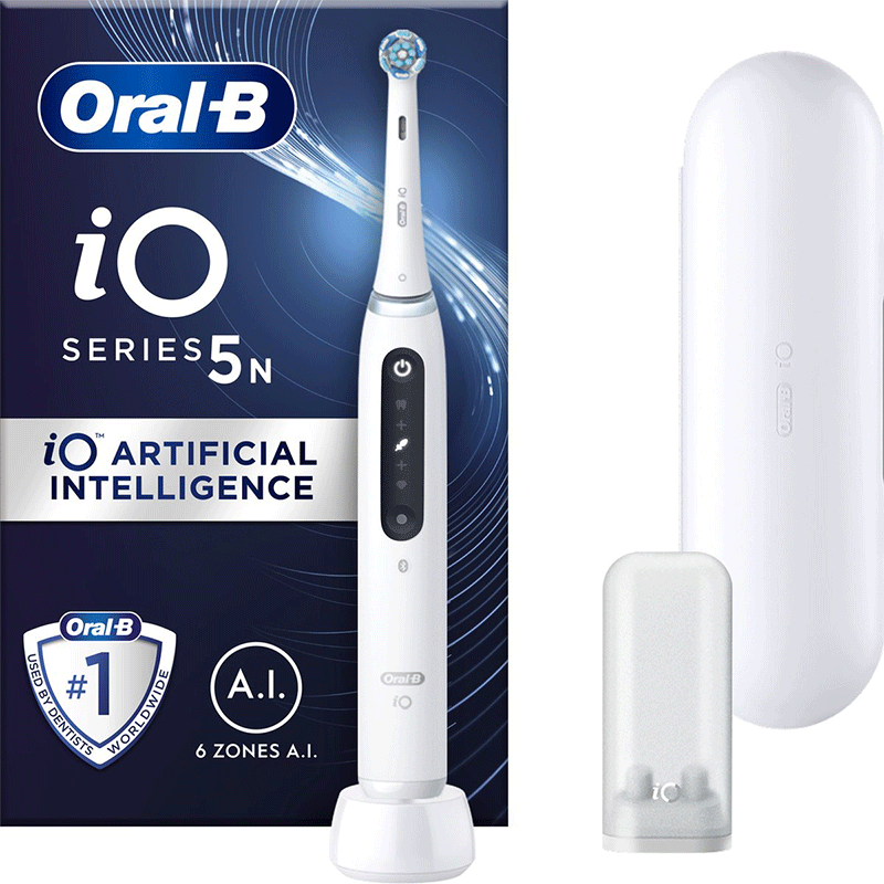 Oral B iO 5N Elektrische Tandenborstel met accessoires.