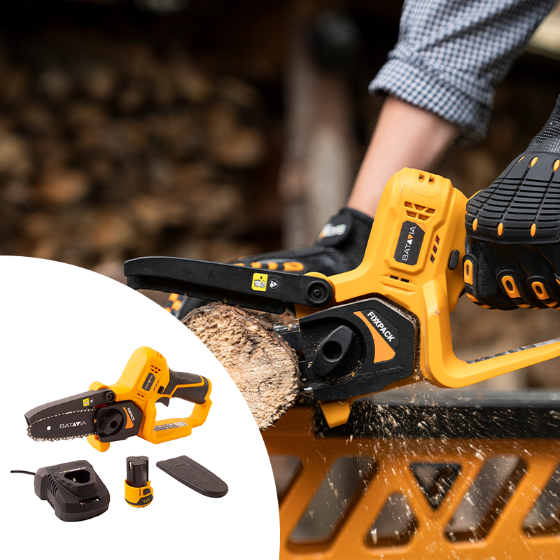 De Batavia Fixxpack 12V Nexxsaw Mini Kettingzaag met 2ah Accu en Snellader. De Batavia Fixxpack 12V Nexxsaw Mini Kettingzaag met 2ah Accu en Snellader.