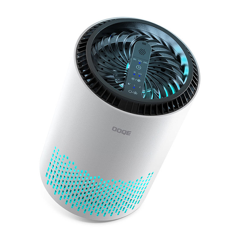 De OOQE Air Pure Pro Luchtreiniger. De OOQE Air Pure Pro Luchtreiniger.