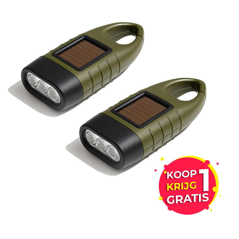 De 1 + 1 GRATIS! FlinQ Solar Survival Zaklampen. De 1 + 1 GRATIS! FlinQ Solar Survival Zaklampen.