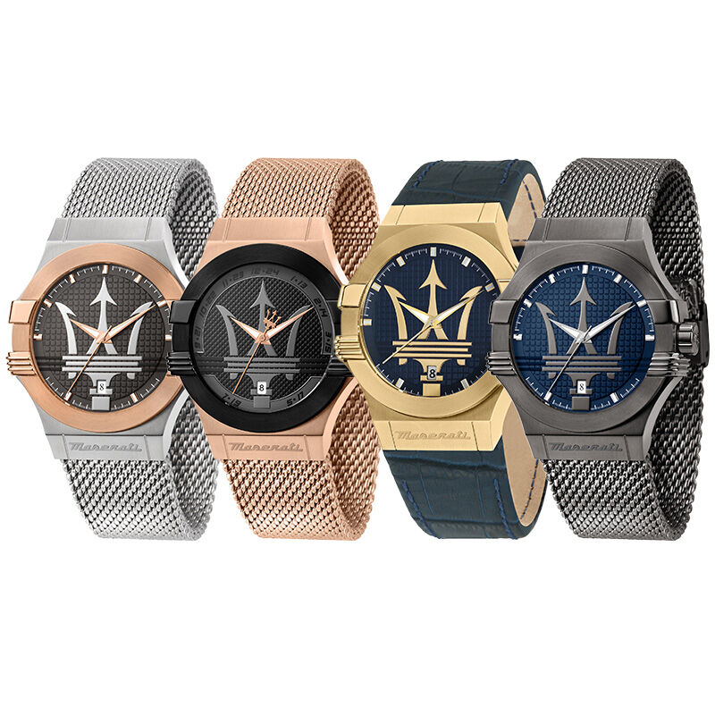 Het stijlvolle Maserati Herenhorloge Potenza is verkrijgbaar in 4 verschillende kleuren. 