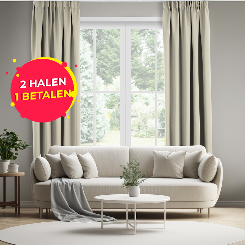 Lifa Living Verduisterende Gordijnen in beige.