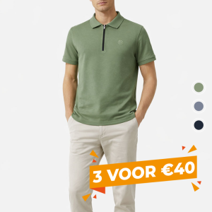 Groene heren polo met ritskraag en beschikbare kleuren opties
